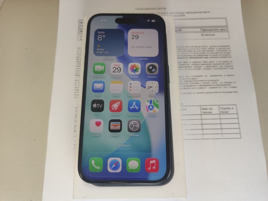 Apple iphone 15  128gb Black 100% Battery 3г. Гаранция!