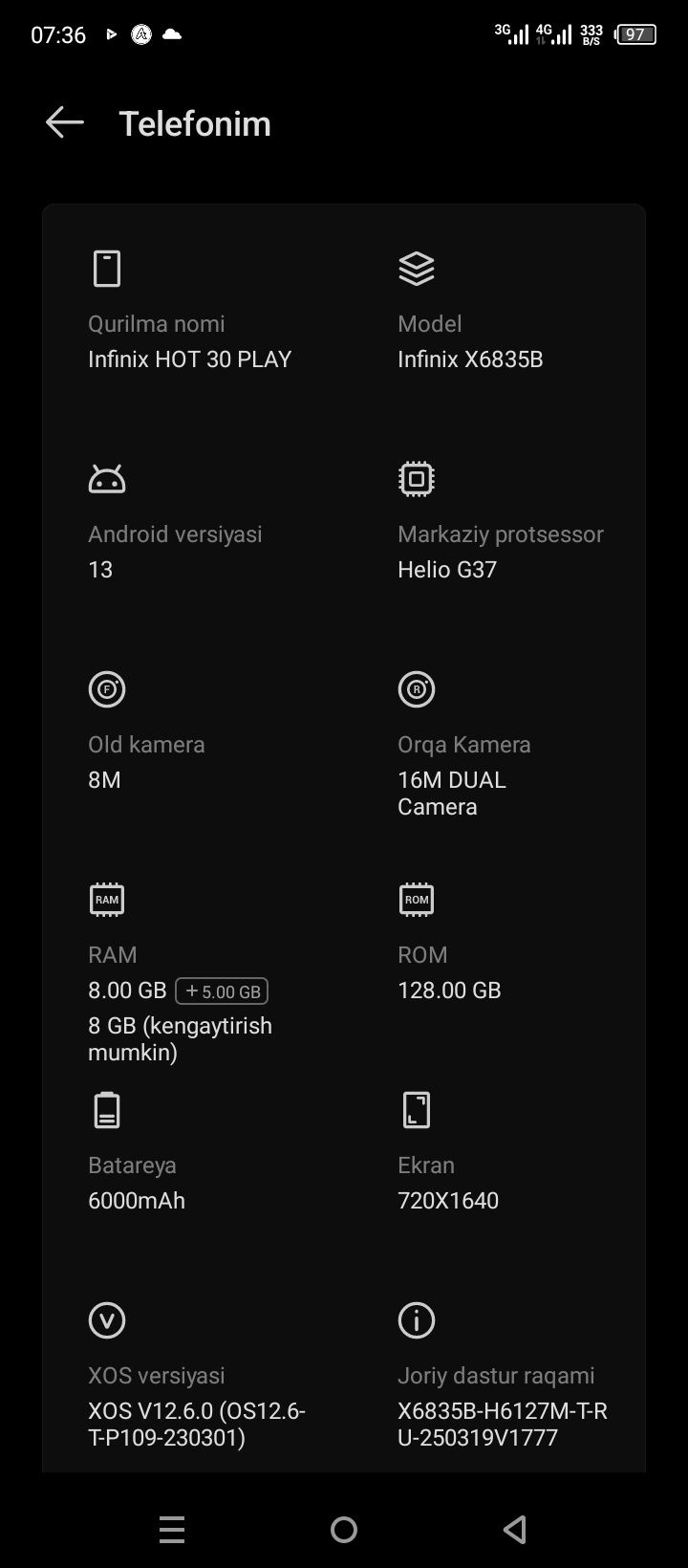 Infiinix HOT 30 play sotiladi kelishamiz