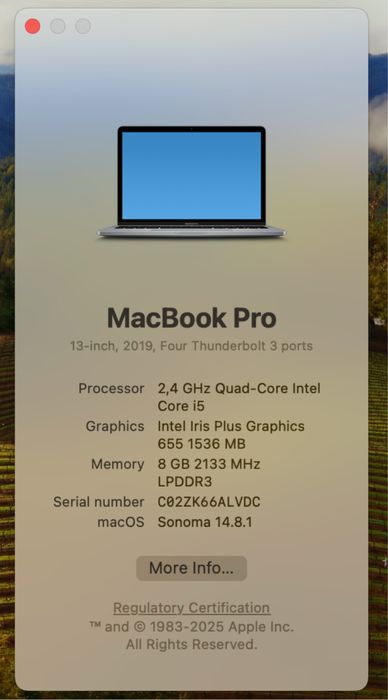 MacBook Pro 13 2019 (i5 8GB 256GB) Space Grey - A1989
