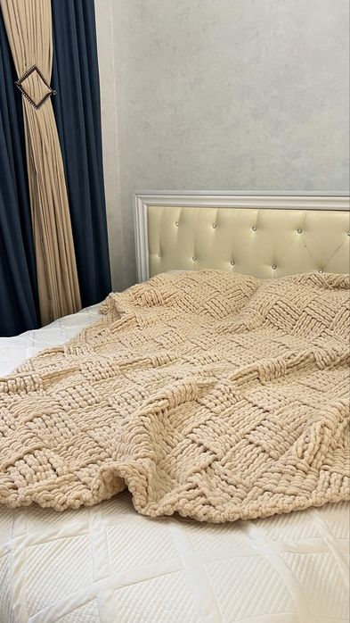 Новый вязаный плед ручная работа