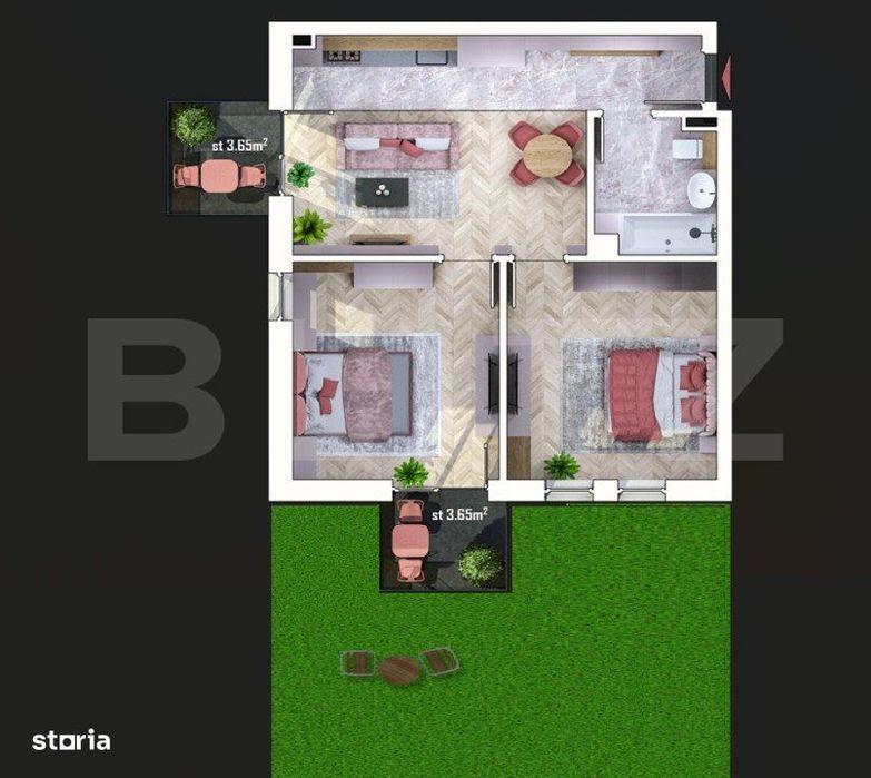 Apartament 3 camere, 2 balcoane si gradina, Apahida