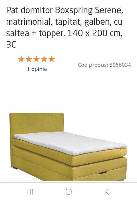 Pat boxspring galben