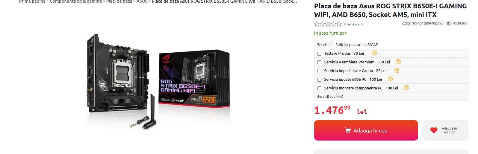 Garantie - Placa De Baza ITX Asus ROG STRIX B650E-I Gaming WI-FI AM5