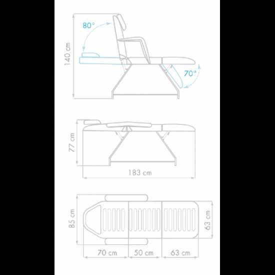 Фиксирана кушетка 3 Cuerpos - 180 x 63 x 75 cм