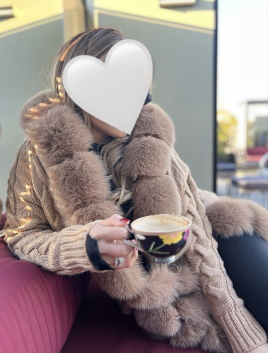 Cardigan-Îmblănit cu bana naturala vulpe