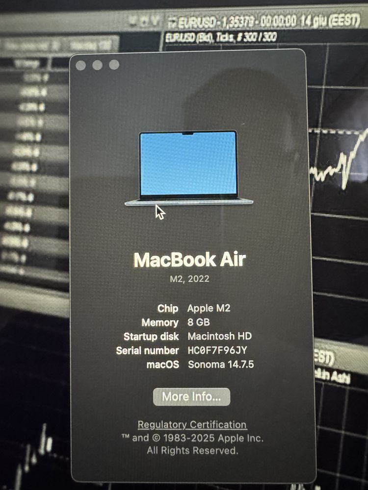 MacBook Air M2 2022 | 8GB / 256GB | Baterie 99% | Midnight