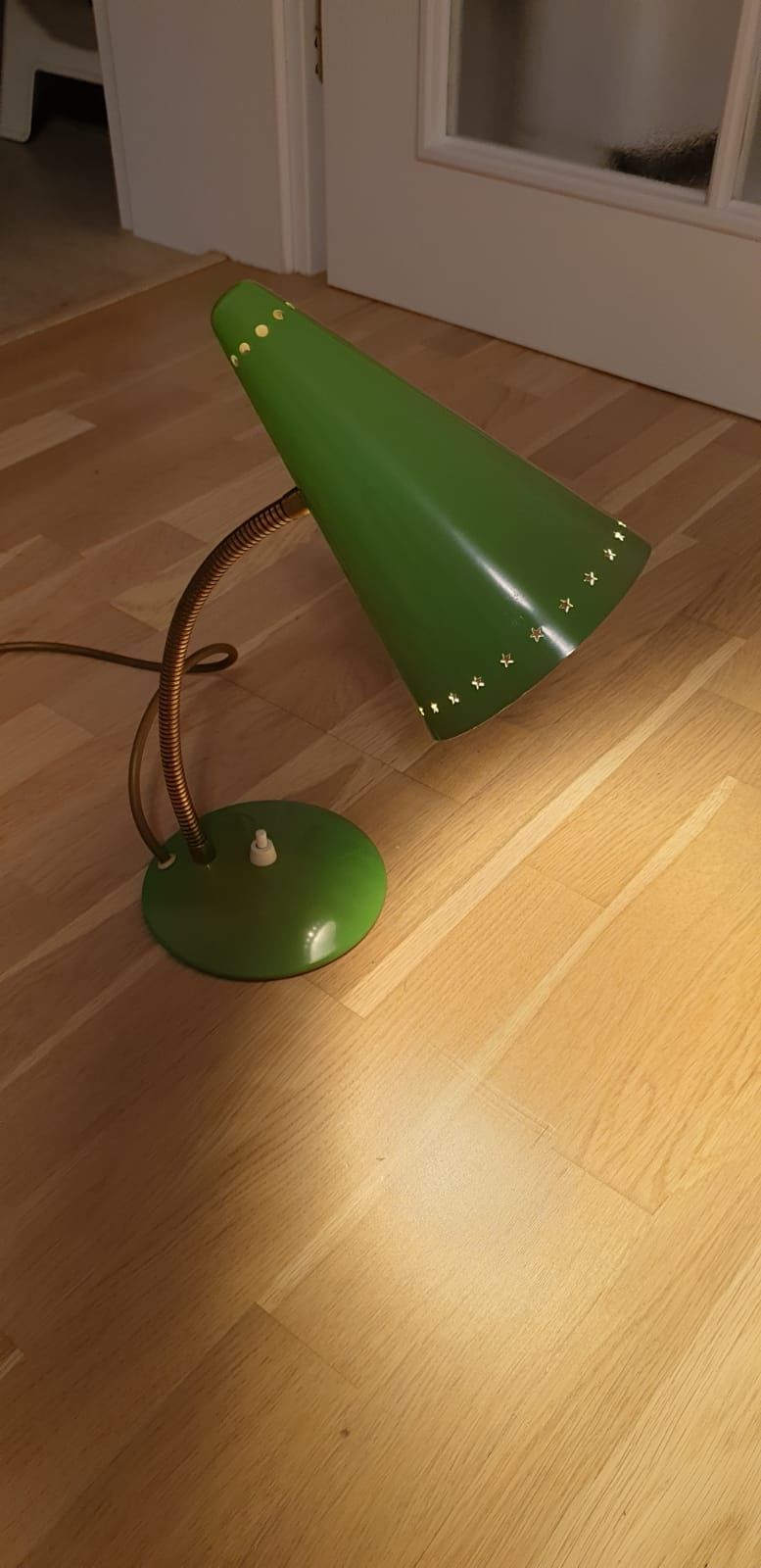 Lampa veioza vintage colectie alama aluminiu Italia Arredoluce 1950