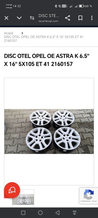 Vând jante+cauciucuri de Opel Astra K 5/105/16 imp Germania