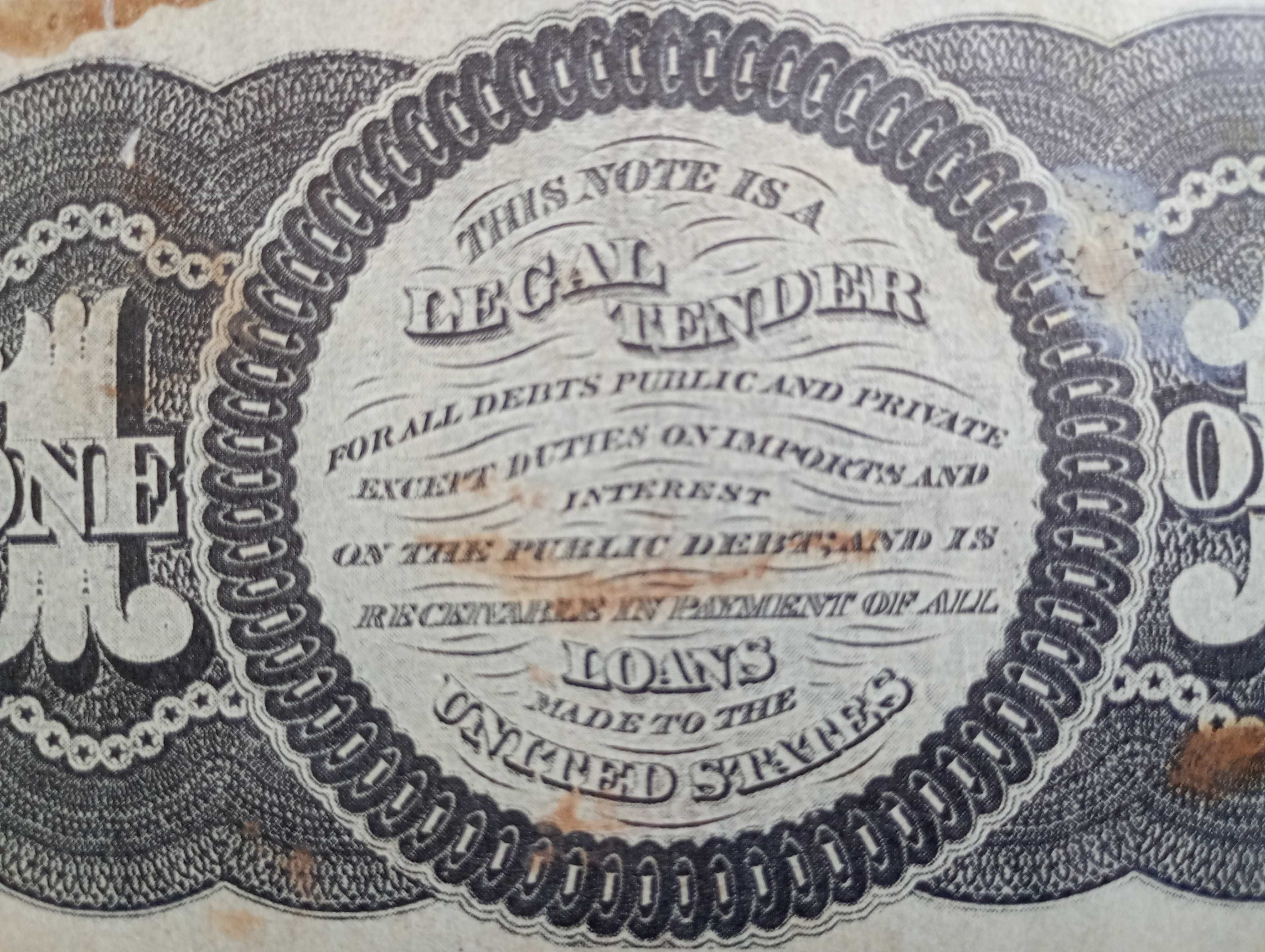 Bancnota Veche Americana de 1 dolar emis in Washington in August 1862