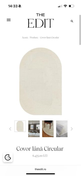 Covor lana oval Layered, culoare bone white