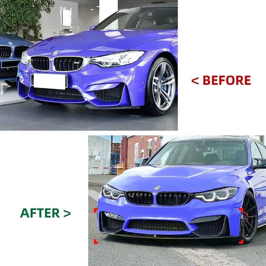 Prelungire Lip Bara Fata cu Splitere M3 M4 BMW F80 F82 F83, Negru Luci