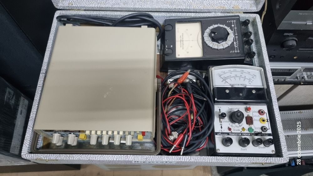 Trusă electronist,aparat măsură tranzistori,condensator,bobine, voltme