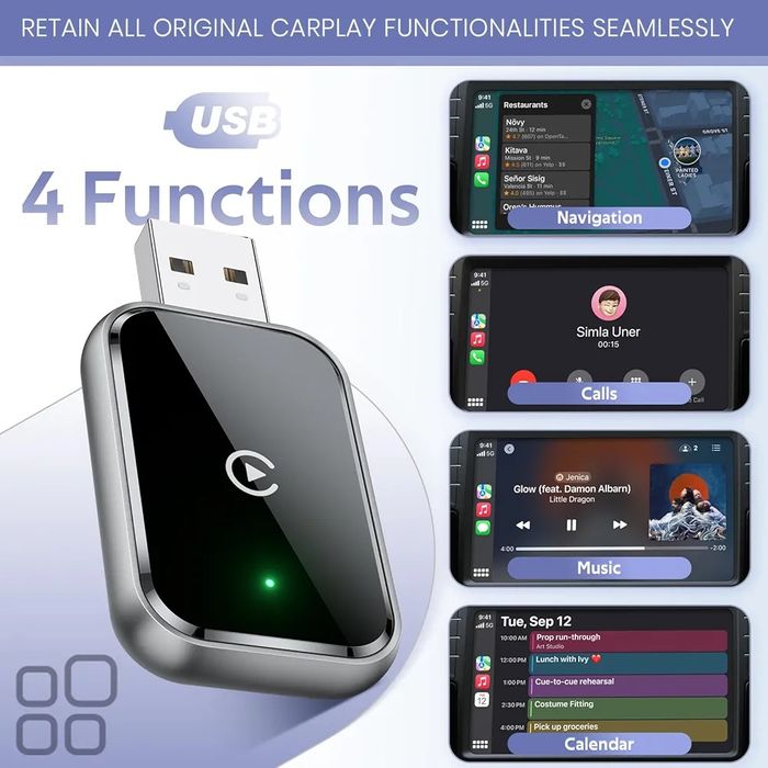 Wireless carplay - model nou, compact compatibil cu 99% din masini