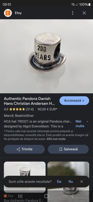 Pandantiv argint charm pandora