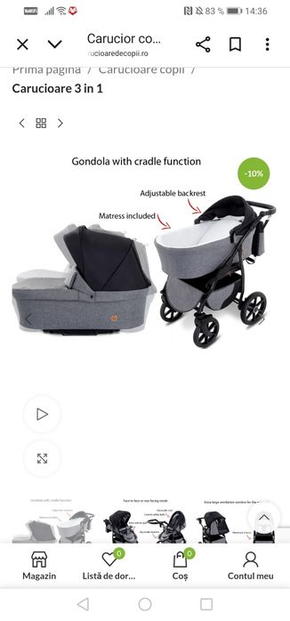 Carucior copii 3 in 1 Boston City Life cu scoica Cosmo Avionaut testat