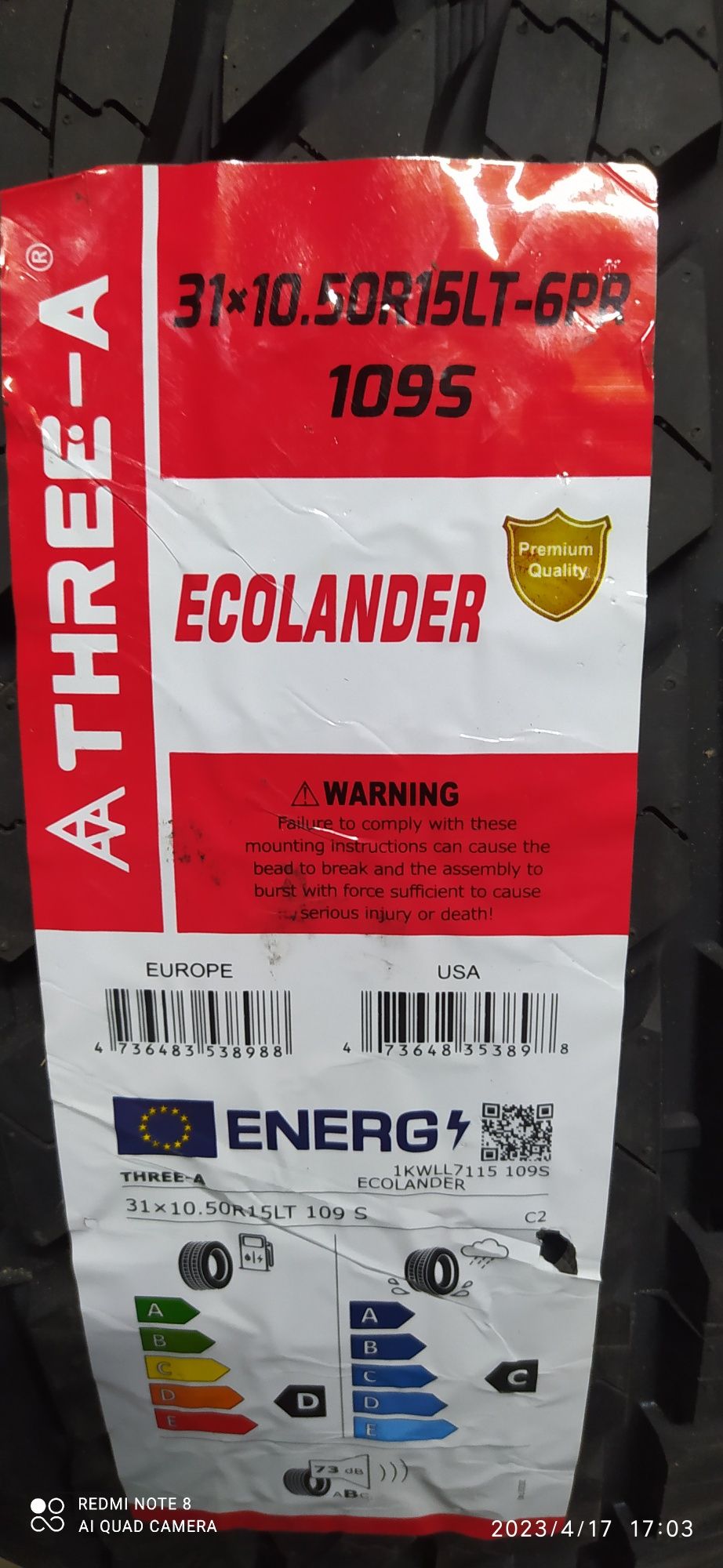 31*10.50R15 Three-A Ecolander