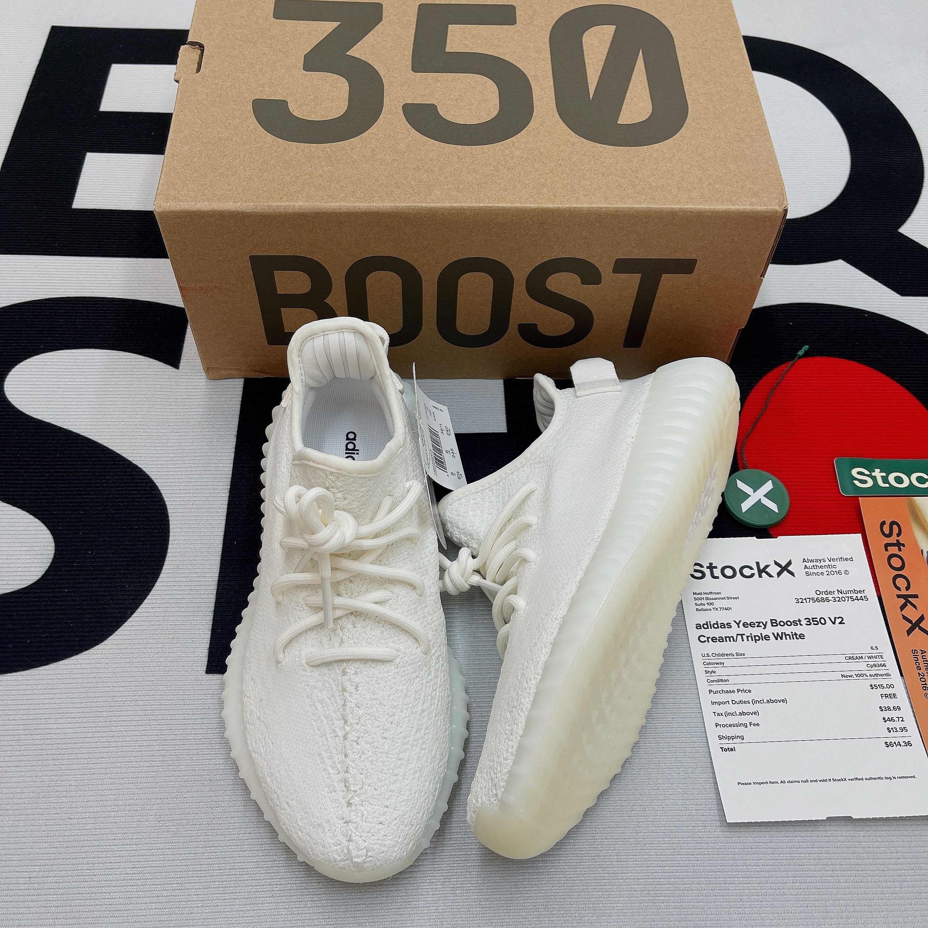 Adidas & Yeezy 350 V2 Cream Triple White (36-48)