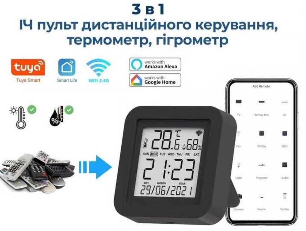 Умный Wi-Fi Tuya IR датчик влажности температуры
