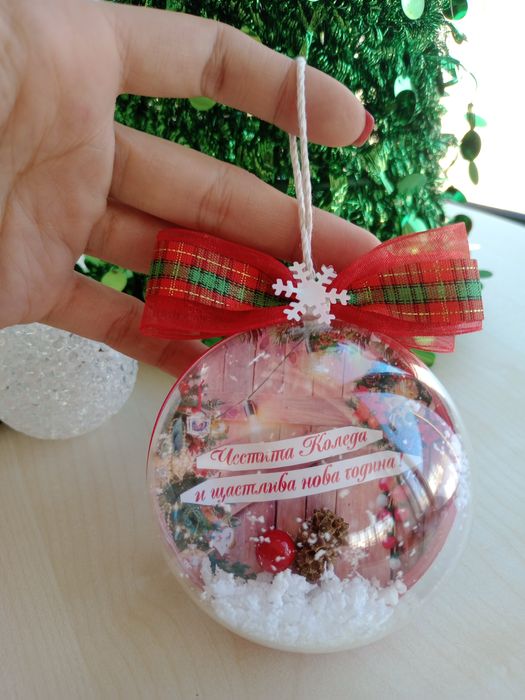 ПРОМО!Коледни топки/играчки със снимка и послание