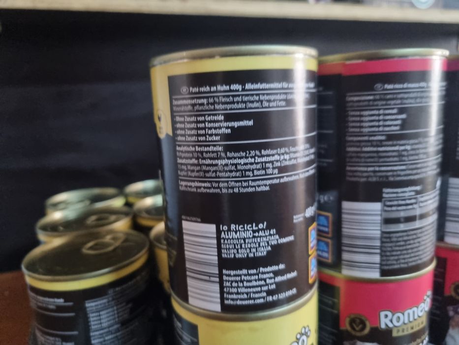 Hrană umedă pentru câini Romeo Premium 400g – pui,vită,inima de pasare