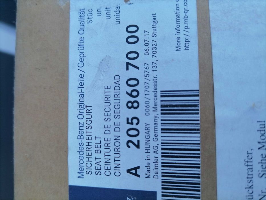 Centura siguranță pre-safe dreapta fata Mercedes C-class A2058607000