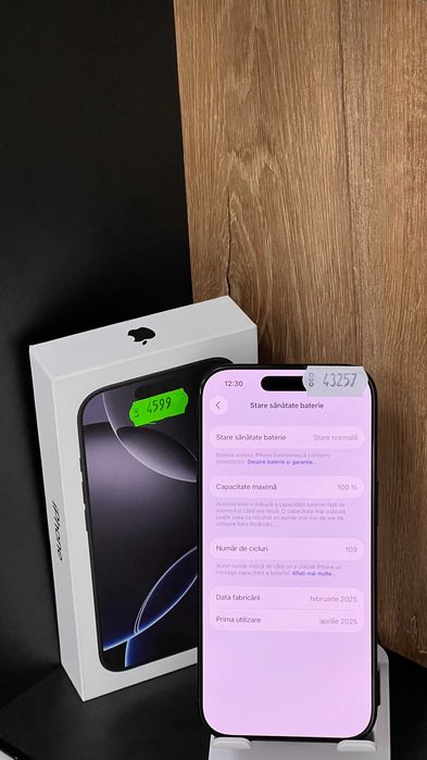 Garantie 24 luni Iphone 16 PRO 256GB baterie 100% CashBox