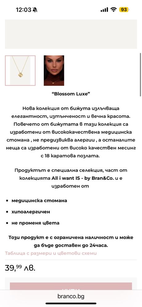 Гривна и колие тип Van Cleef