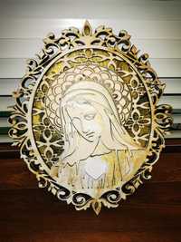 3D  дървена икона на Богородица