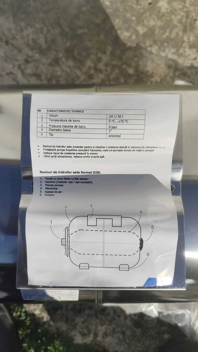 Bazin hidrofor INOX 50 litri + 2 membrane 50 litri - NOI !