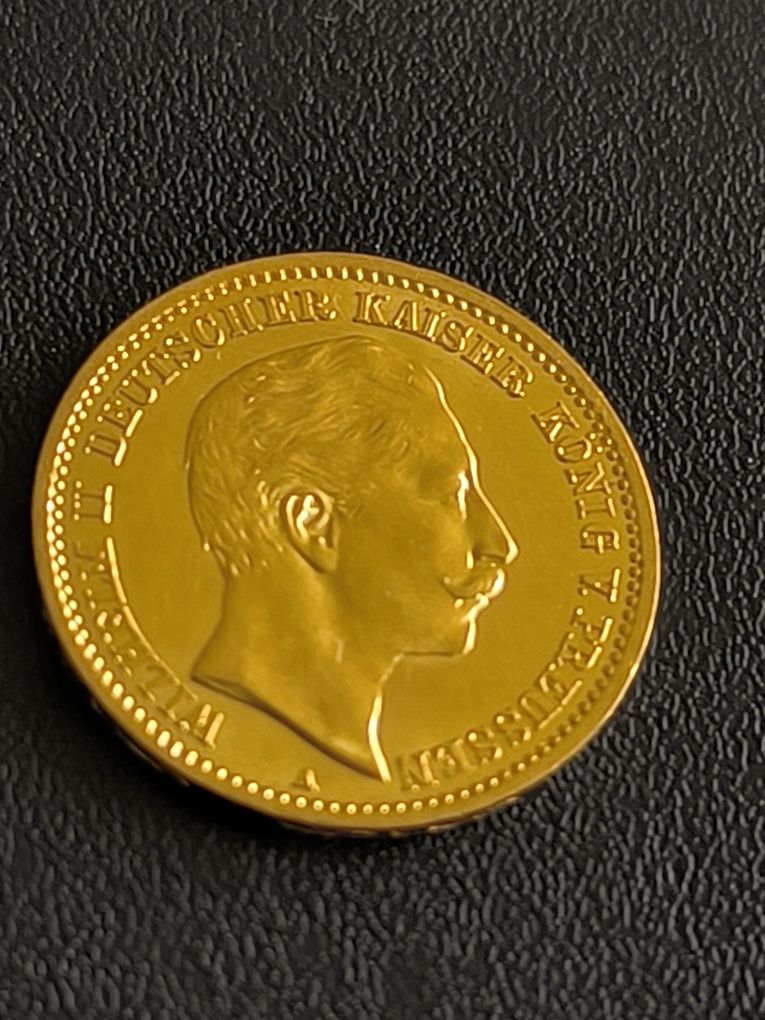 10 марки 1907 год, Вилхелм II, злато 4.00 гр,900/1000 (21.6 к)