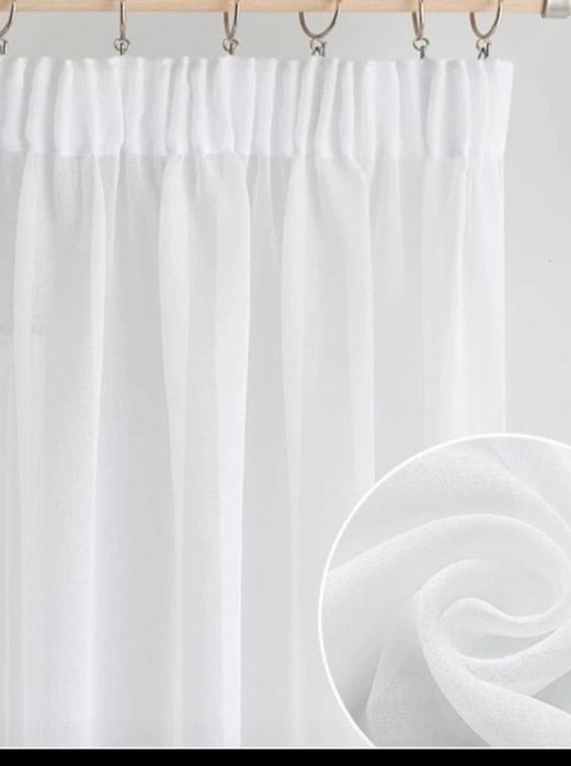 Set de 2 perdele albe transparente