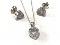 Cadou pentru ea - lant, pandant, cercei - model Inima bijuterii argint