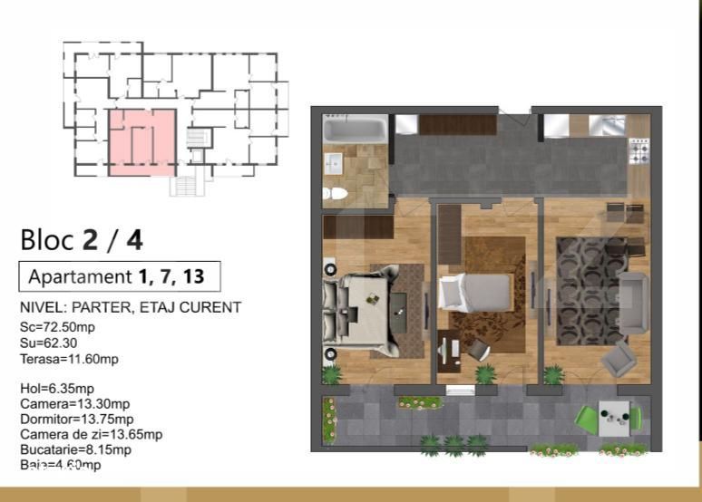Apartament cu 3 camere, in bloc nou – finalizare primavara 2026