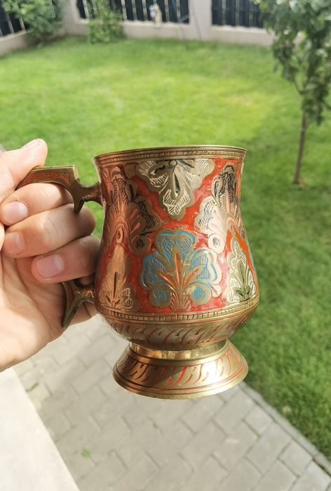 Ceainic bronz și cană bronz/inox INDIA