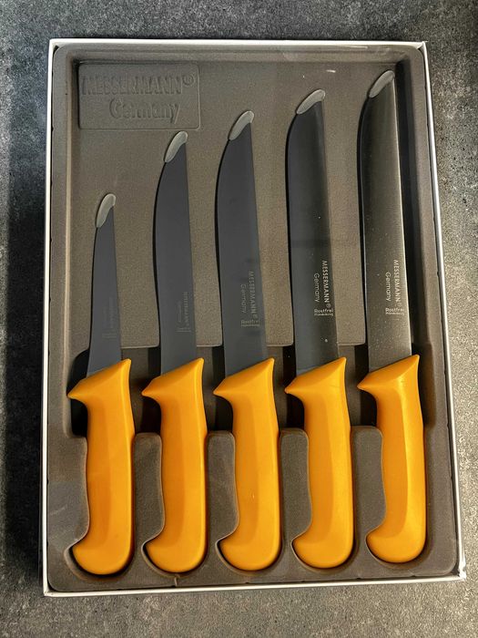 Премиум комплект кухненски ножове – 5 части | Месарски, обезкостяващ..