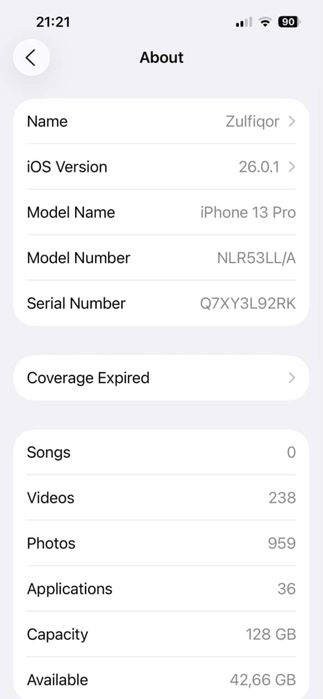 Iphone 13 pro 128 talik