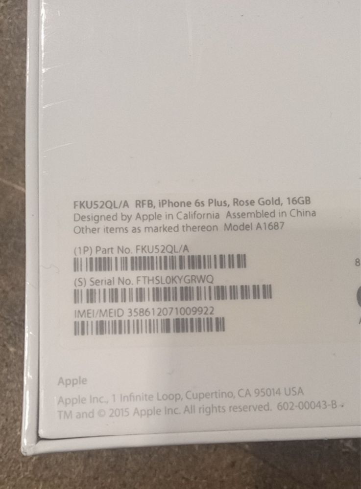 Запечатан iPhone 6s Plus, Rose gold, 16GB, реновиран от Apple