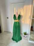 Rochie verde lunga matase naturala