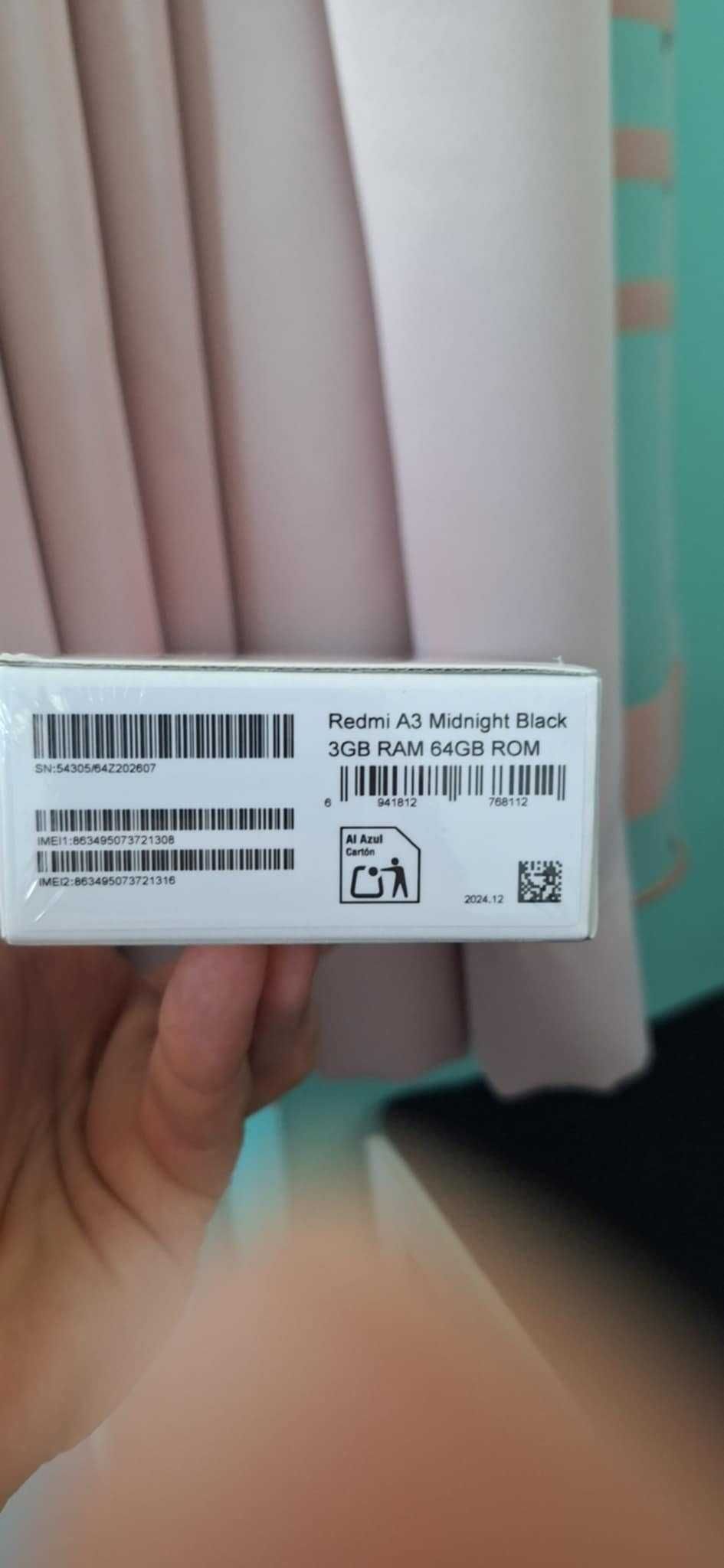 Смартфон Xiaomi Redmi A3 3/64GB Midnight Black /Чисто нов