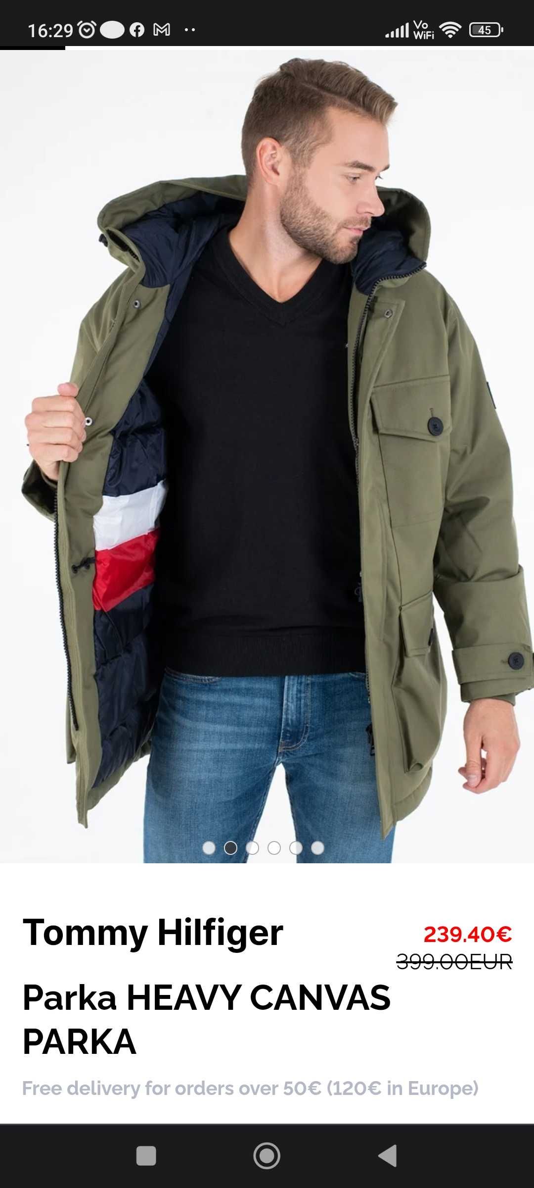 Parka de iarnă Tommy Hilfiger XXL- oliv, impermeabilă, cu etichetă