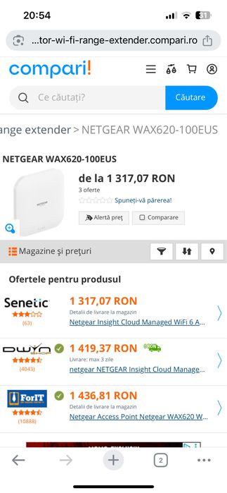 Amplificator/punct de acces Netgear Wax 625-100EUS