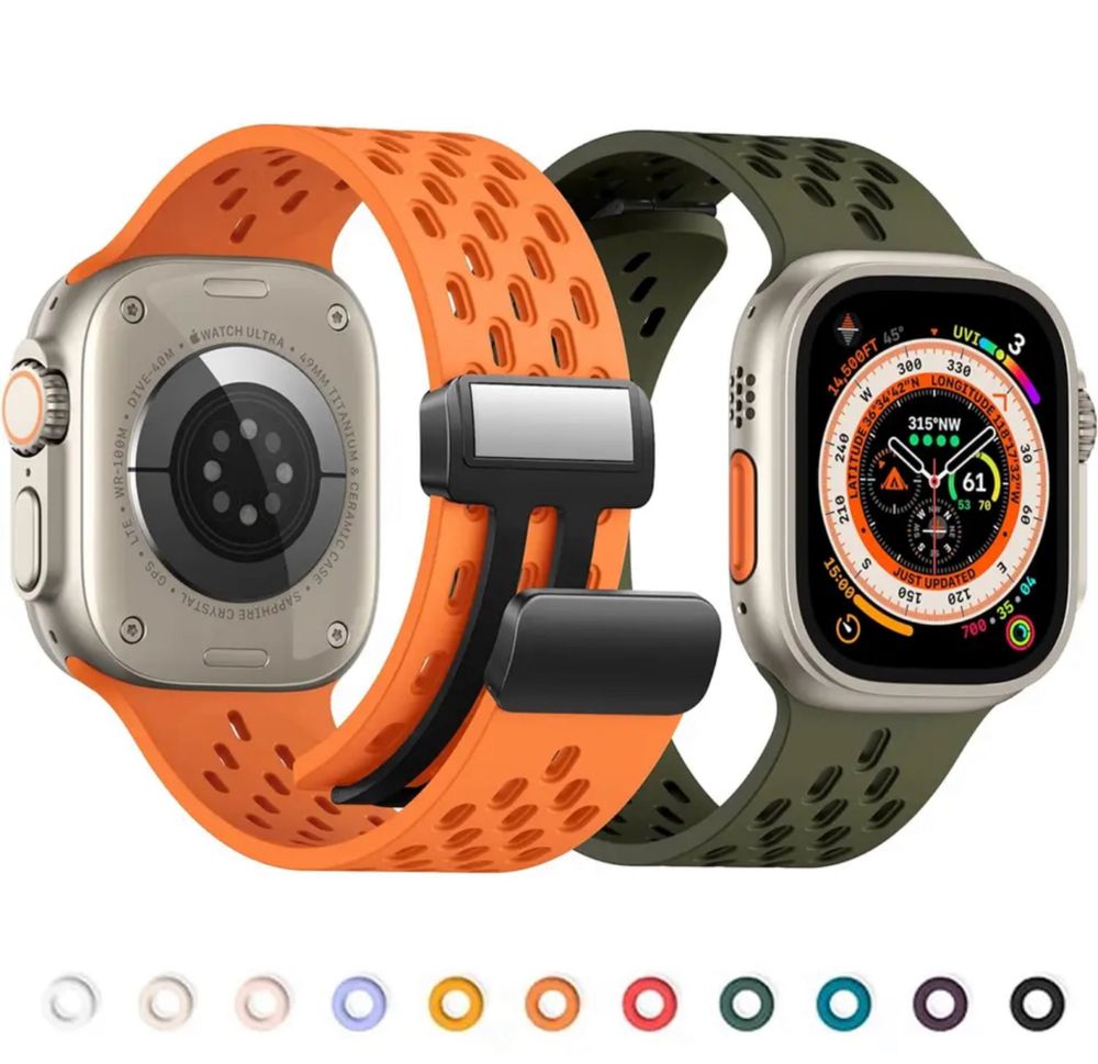 Curea Husa Silicon Perforat Magnetic Compatibila Ceas Apple Watch