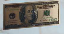 Vând bancnotă de 100 dolari americani AURITĂ