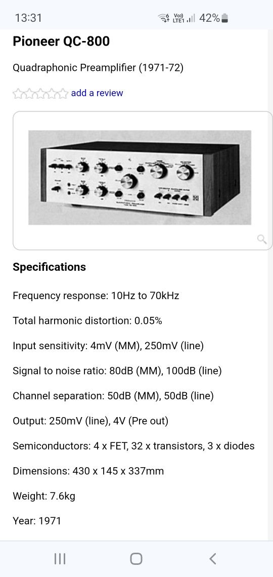 Preamplificator Pioneer QC 800