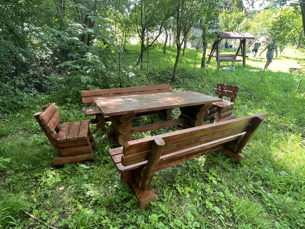 Balansoar rustic / leagan din lemn masiv