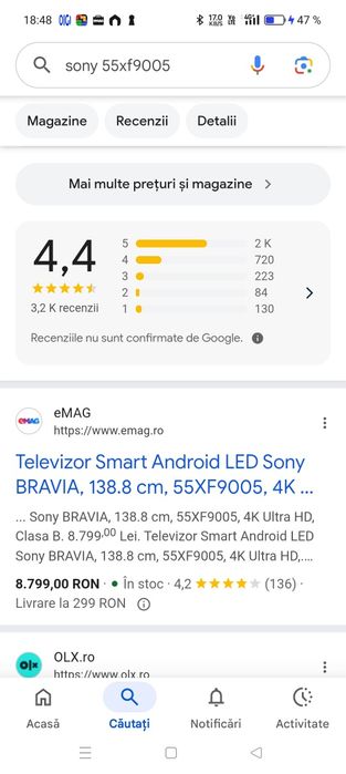 TV SONY 4k Android 55XF9005 gama Premium 139 cm