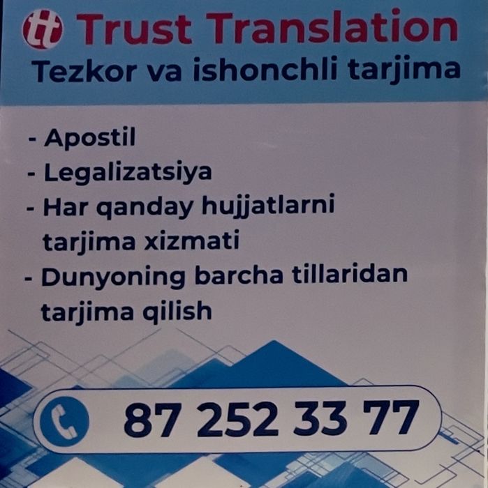 Tarjima markazi,apostil va legalizatsya xizmati
