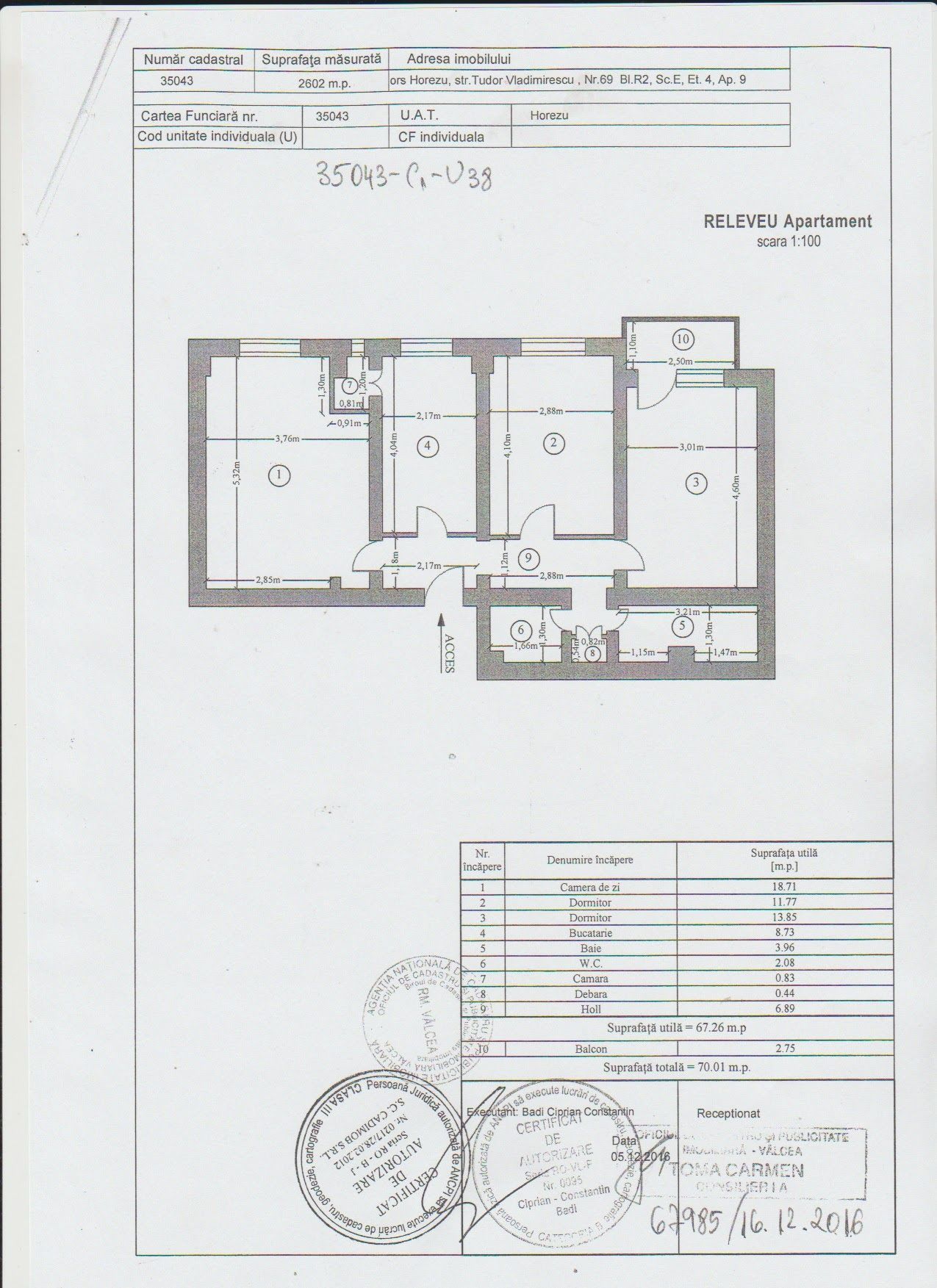 Apartament 3 camere decomandat