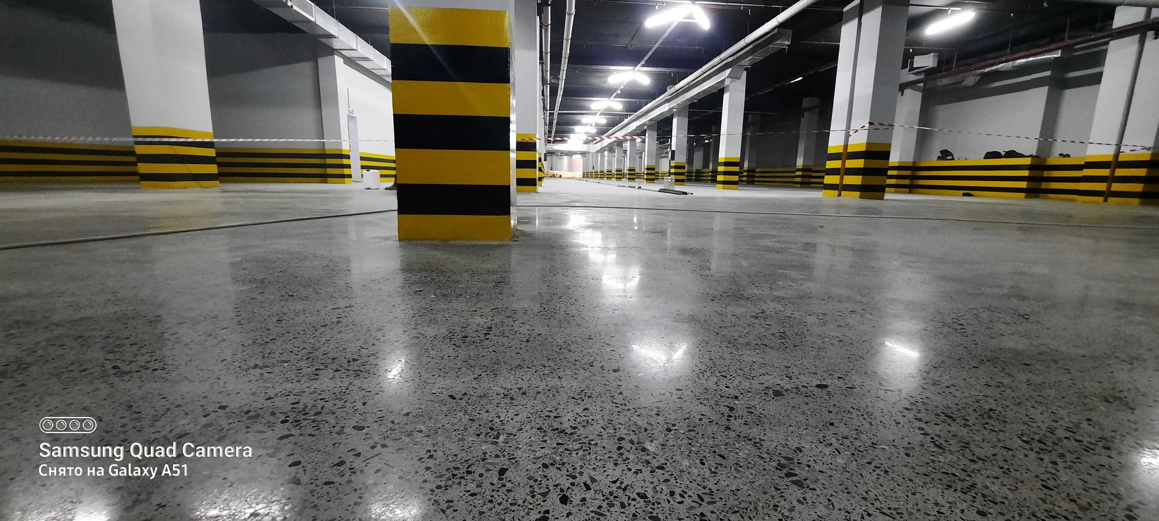 полированный бетонный пол, промышленный пол, прочный пол.