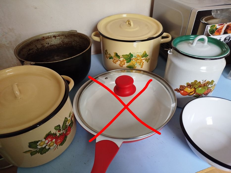 Кастрюли, казан, бидон, сковороды, формы